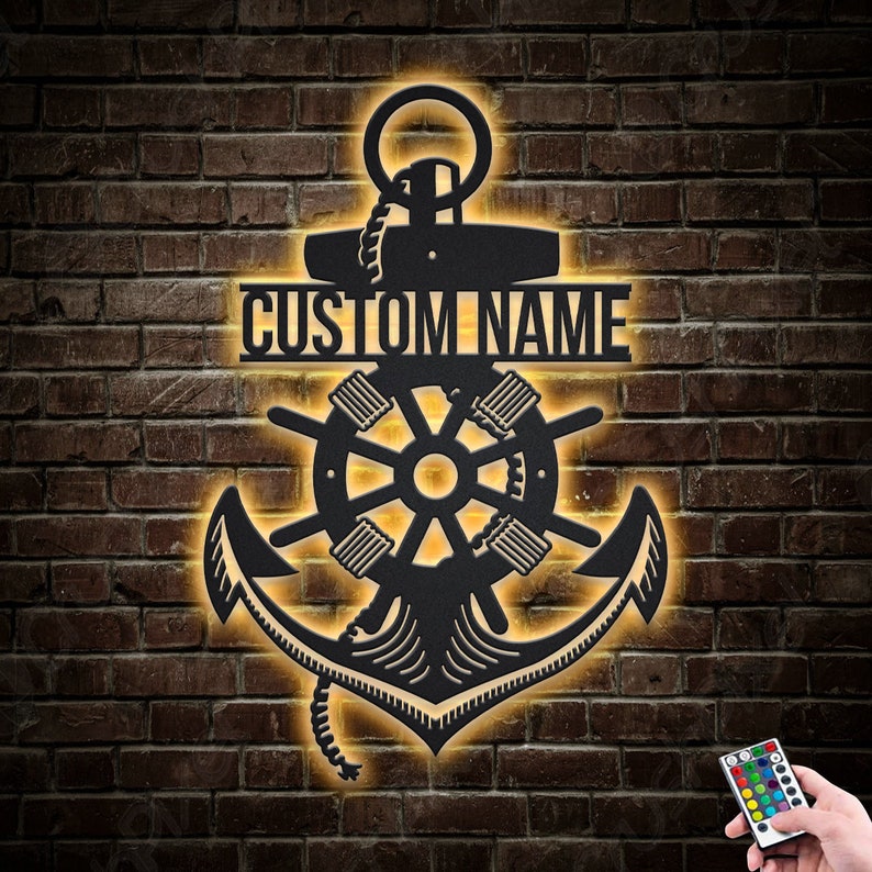 Custom Nautical Metal Wall Art with LED Lights